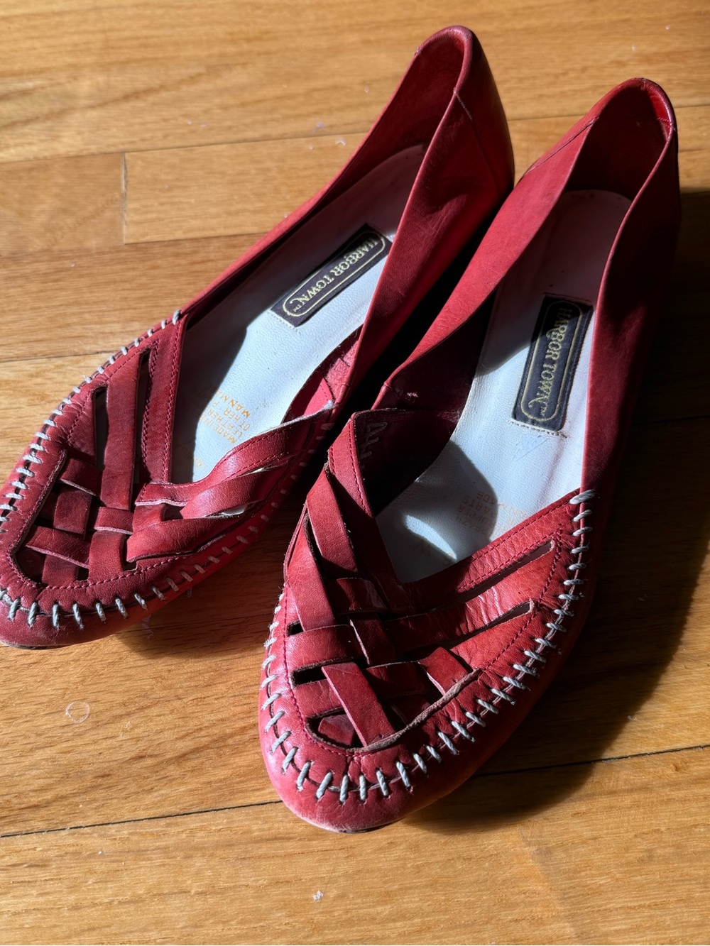 Vintage Rust Colored Woven Leather Ballet Flats